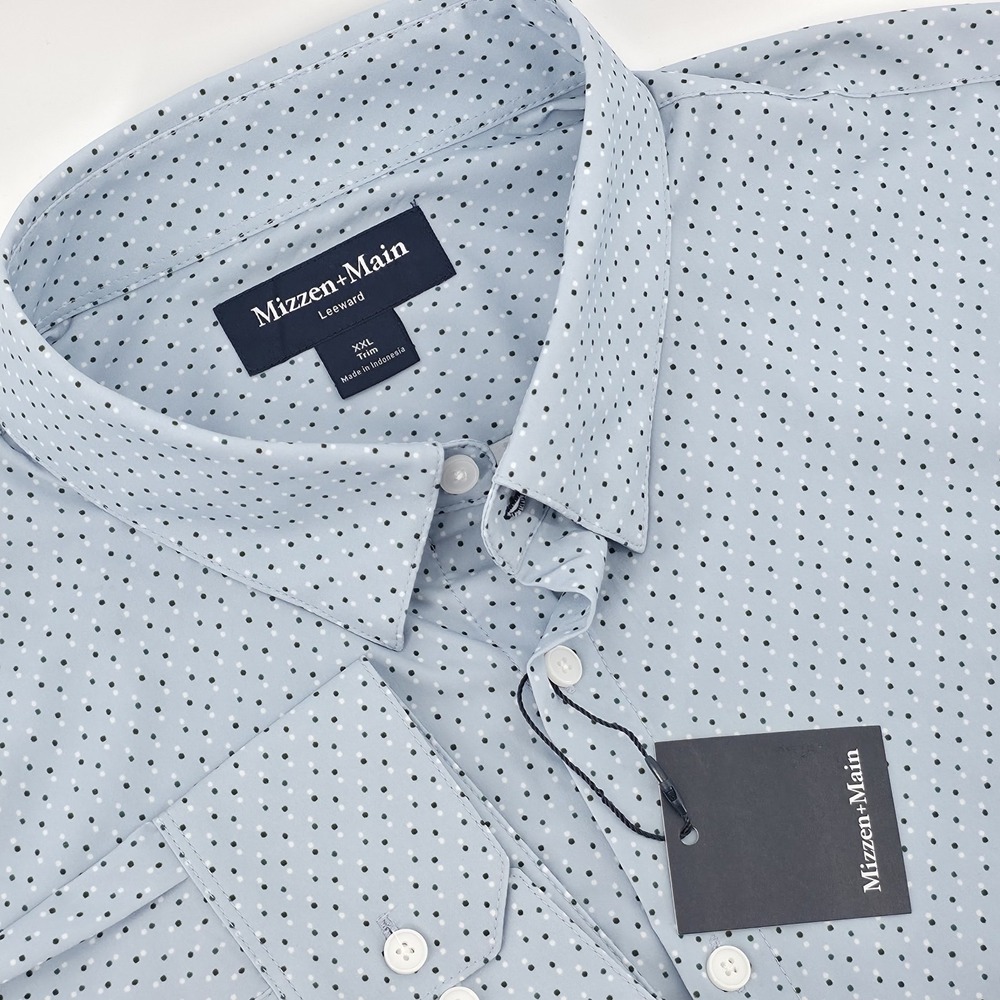 Mizzen Main Leeward Trim Fit Shirt Men Sz XXL Blue Geometric Button Up New